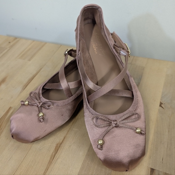 Sam Edelman Circus Pink Satin Strappy Ballet Flats 6.5 36.5 Blush Zuri Fabric - Picture 1 of 8